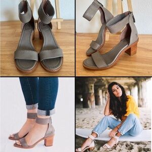 Frye Brielle Back Zip Block Heel Leather Block Gray Women's Sandals Size 6